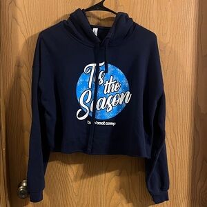 Burn Boot Camp Women’s Holiday Tis the Season Blue Cropped Hoodie Medium